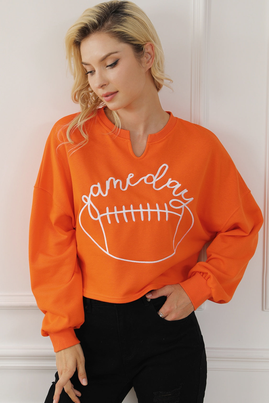 GAME DAY Football Graphic Notched Sweatshirt